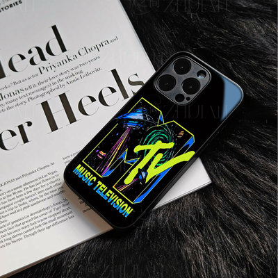 MTV太空磁吸磨砂黑框玻璃手机壳适用苹果iphone17promax华为小米15至尊VIVOX200PROMINIOPPORENO14PROOPPOA6P