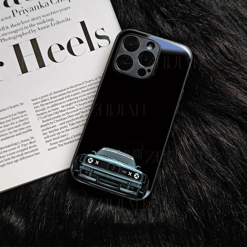 宝马M3改装车磁吸磨砂黑框电镀玻璃手机壳适用苹果iphone17promax华为1加12VIVOX70PRO荣耀80SE小米17ULTRA