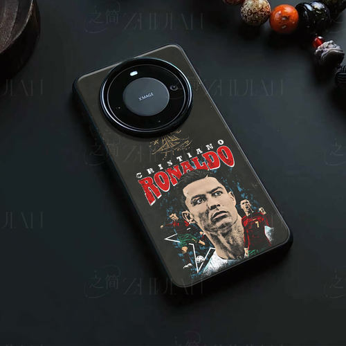 C罗足球图磁吸磨砂黑框电镀玻璃手机壳适用苹果iphone17promax华为红米TURBO5MAXOPPOFINDX5PRO荣耀MAGIC4PRO