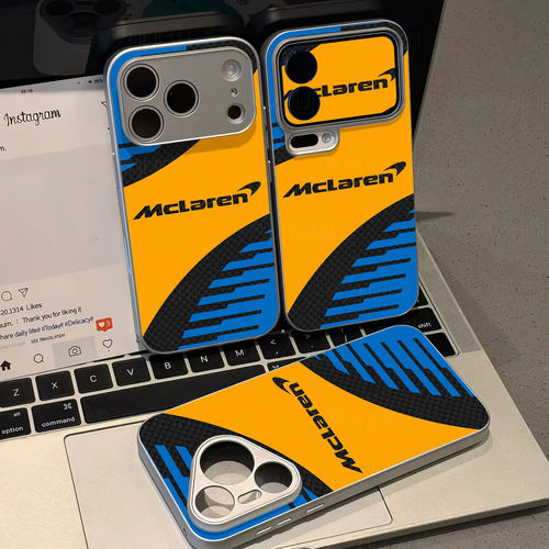 迈凯伦磁吸磨砂黑框电镀玻璃手机壳适用苹果iphone17promax华为OPPORENO13PRO红米NOTE13PROPLUSOPPORENO14PR
