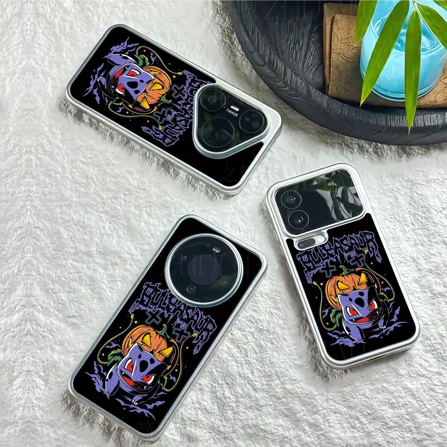 万圣节妙蛙种子磁吸磨砂黑框电镀玻璃手机壳适用苹果iphone17promax华为1加ACE3VOPPOFINDX8SPLUSOPPORENO10P