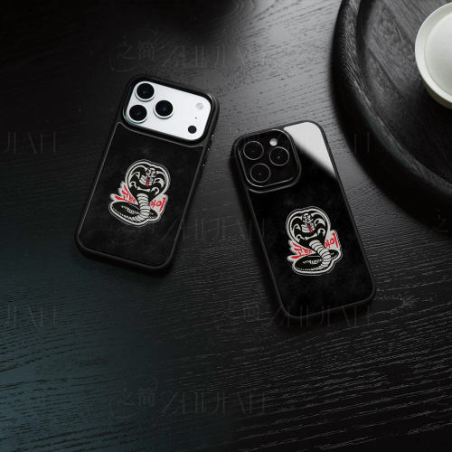 眼镜蛇贴纸磁吸磨砂黑框电镀玻璃手机壳适用苹果iphone17promax华为1加TURBO61加ACE3PRO红米TURBO5MAX小米CI