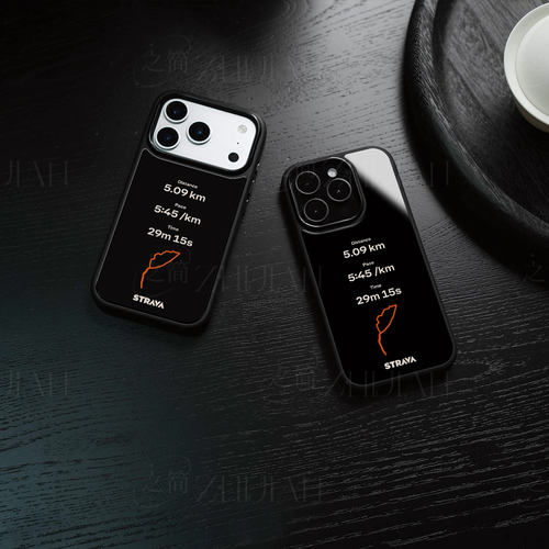 Strava跑步数据磁吸磨砂黑框电镀玻璃手机壳适用苹果iphone17promax华为OPPORENO8PROPLUSIQOO12PRO红米NOTE1
