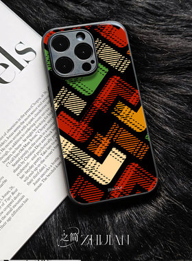 之简ZHIJIAN《彩色几何》玻璃亮面磨砂手机壳新款小众不撞壳适用苹果17promaxVIVOX100ULTRAP80ULTRAP70PRO