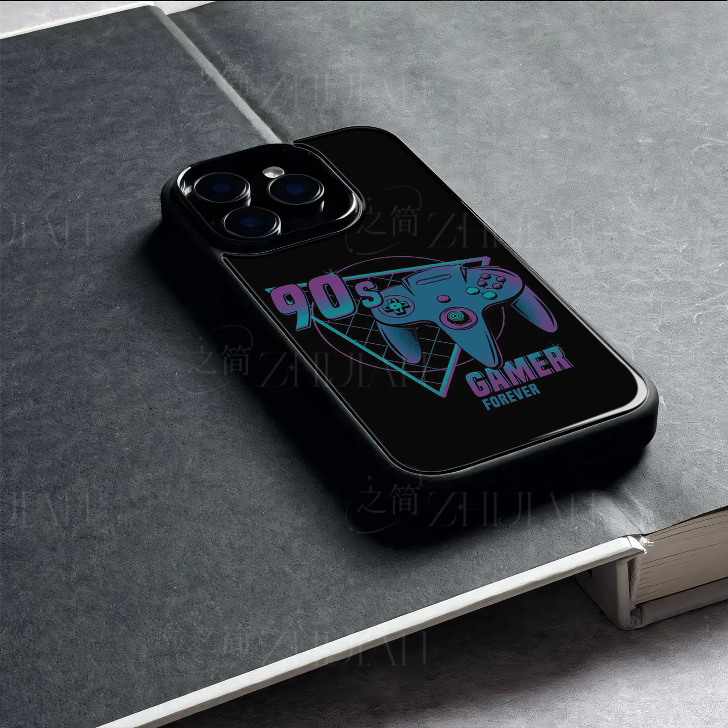 90s游戏手柄磁吸磨砂黑框电镀玻璃手机壳适用苹果iphone17promax华为NOVA7PROOPPORENO10PRO荣耀500PRO小米17