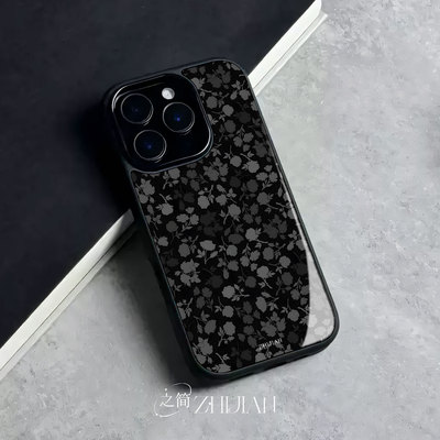 之简ZHIJIAN《暗花满布》玻璃亮面磨砂手机壳新款小众不撞壳适用苹果17promax三星S24PLUSVIVOX100ULTRAP60PR