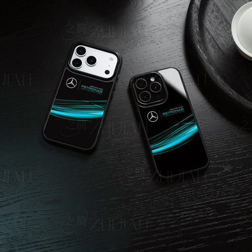 奔驰AMG磁吸磨砂黑框电镀玻璃手机壳适用苹果iphone17promax华为VIVOX300ULTRA红米NOTE14PROPLUS1加TURBO6小