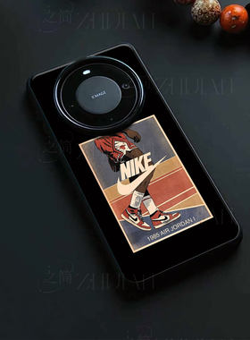 耐克乔丹磁吸磨砂黑框电镀玻璃手机壳适用苹果iphone17promax华为VIVOX300ULTRAVIVOX300S荣耀X80I荣耀400PRO