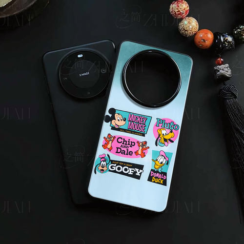 迪士尼角色图磁吸磨砂黑框电镀玻璃手机壳适用苹果iphone17promax华为VIVOX90PROPLUS小米15PROOPPORENO6PROI
