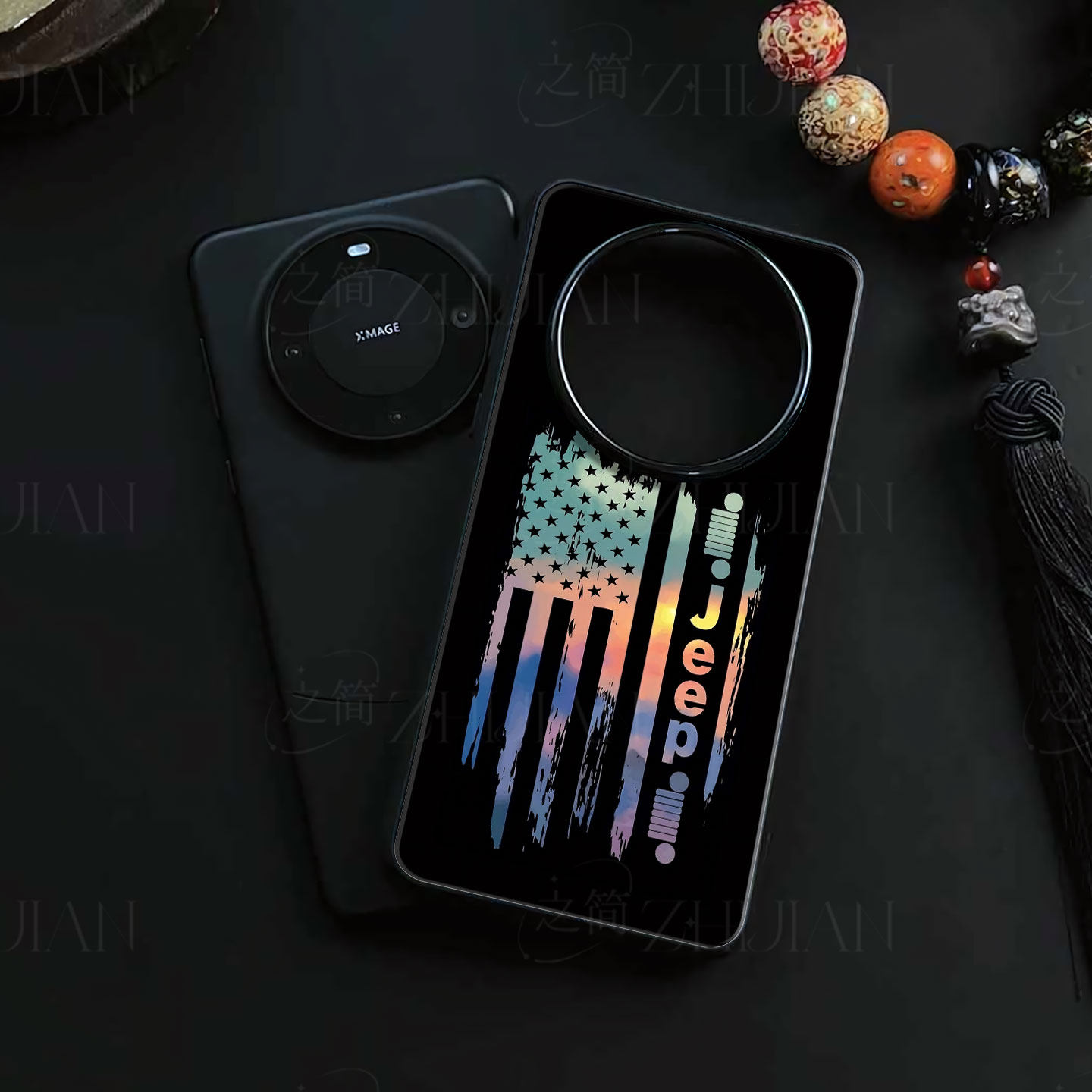 吉普国旗磁吸磨砂黑框电镀玻璃手机壳适用苹果iphone17promax华为荣耀X50IVIVOY300PRONOVA11SEVIVOS18E