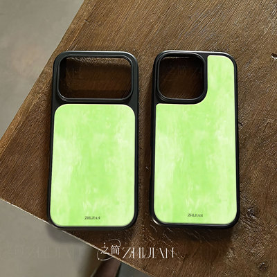 之简ZHIJIAN《翠色朦胧》电镀玻璃磨砂手机壳新款小众不撞壳适用苹果17promax华为PURA70PROPLUS小米14PRO华