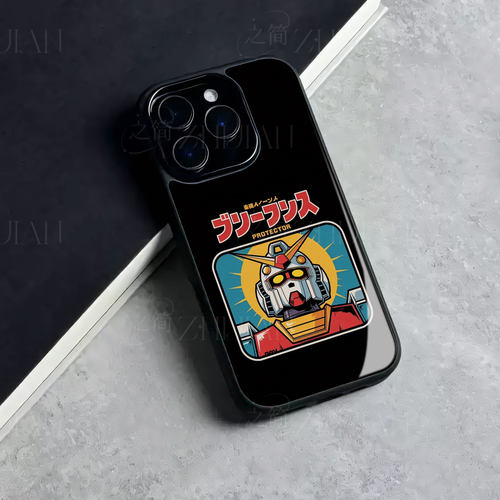复古高达磁吸磨砂黑框玻璃手机壳适用苹果iphone17promax华为荣耀MAGIC8PRO红米turbo5MAXNOVA14PRO一加15