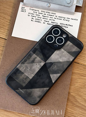 之简ZHIJIAN《几何斑驳》玻璃亮面磨砂手机壳新款小众不撞壳适用苹果17promaxIQOO11PRONOVA14至尊小米14PRO