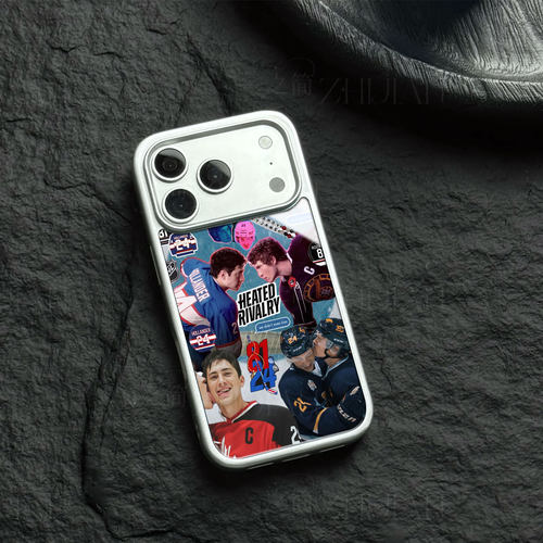 冰球宿敌拼贴磁吸磨砂黑框电镀玻璃手机壳适用苹果iphone17promax华为PROMAX14/15/16荣耀MAGIC7PRO1加ACE3PR
