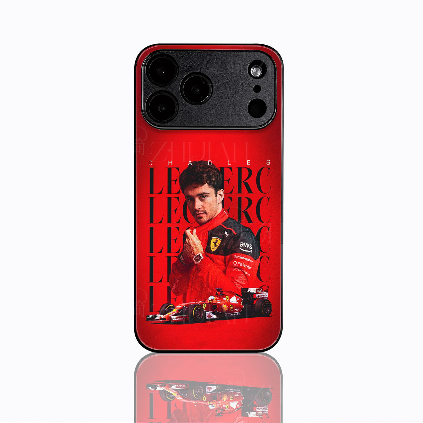 法拉利勒克莱尔赛车磁吸磨砂黑框电镀玻璃手机壳适用苹果iphone17promax华为荣耀200Pro1加TURBO6OPPORENO13P