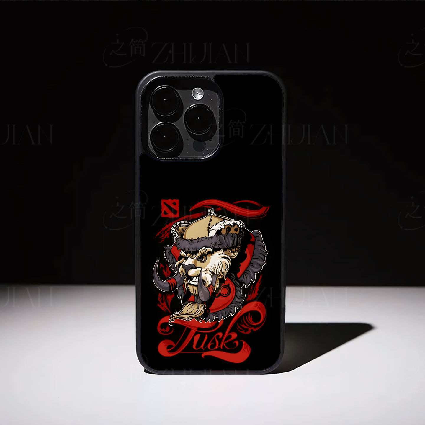 DOTA2巨牙海民磁吸磨砂黑框电镀玻璃手机壳适用苹果iphone
