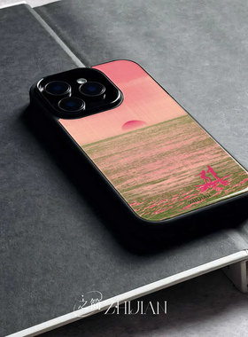 之简ZHIJIAN《粉海双嬉》玻璃亮面磨砂手机壳新款小众不撞壳适用苹果17promax三星S25ULTRAP60PROVIVOS20PROO