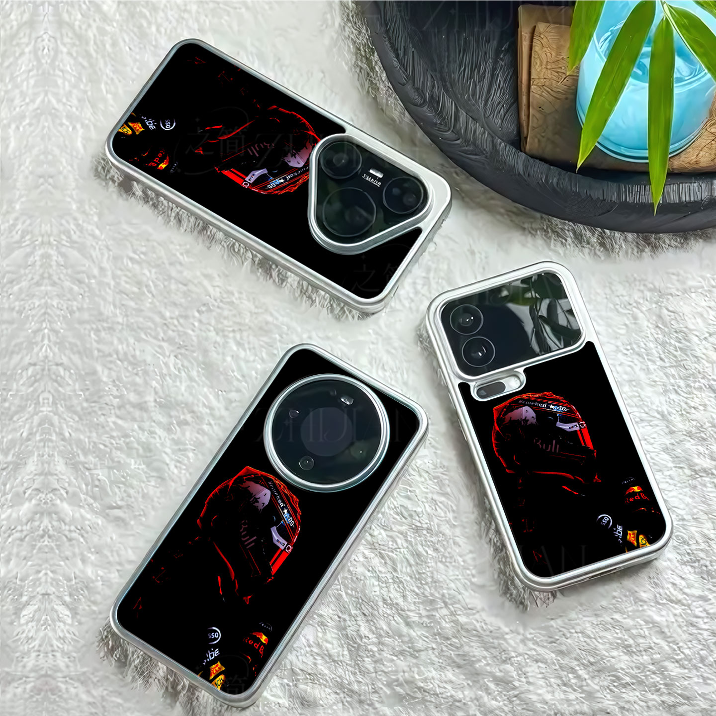 红牛F1头盔磁吸磨砂黑框电镀玻璃手机壳适用苹果iphone17promax华为红米K90PROMAX荣耀MAGIC8PROAIR1加ACE3PR