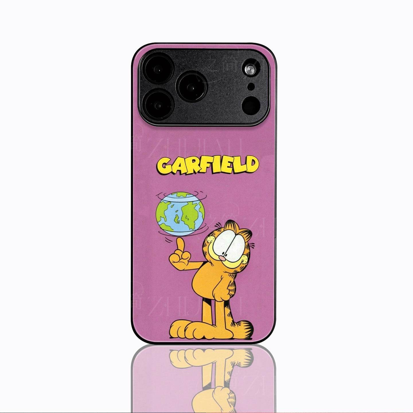 加菲猫转地球磁吸磨砂黑框电镀玻璃手机壳适用苹果iphone17promax华为IQOO12PROVIVOS50PROMINI荣耀80SE小米1
