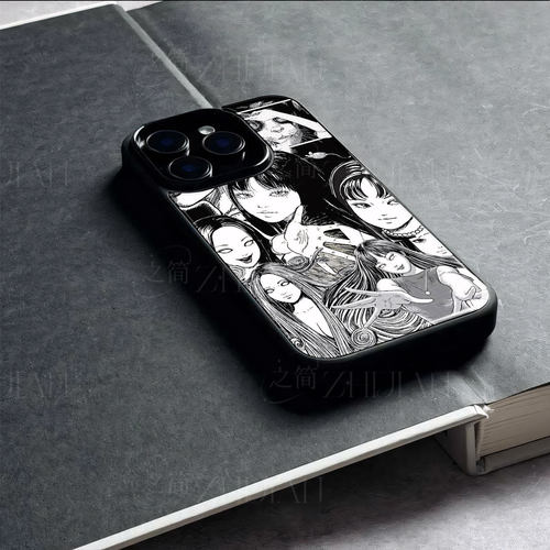 富江漫画拼贴磁吸磨砂黑框电镀玻璃手机壳适用苹果iphone17promax华为VIVOS20PRO荣耀X50IVIVOS18PRO红米K90P