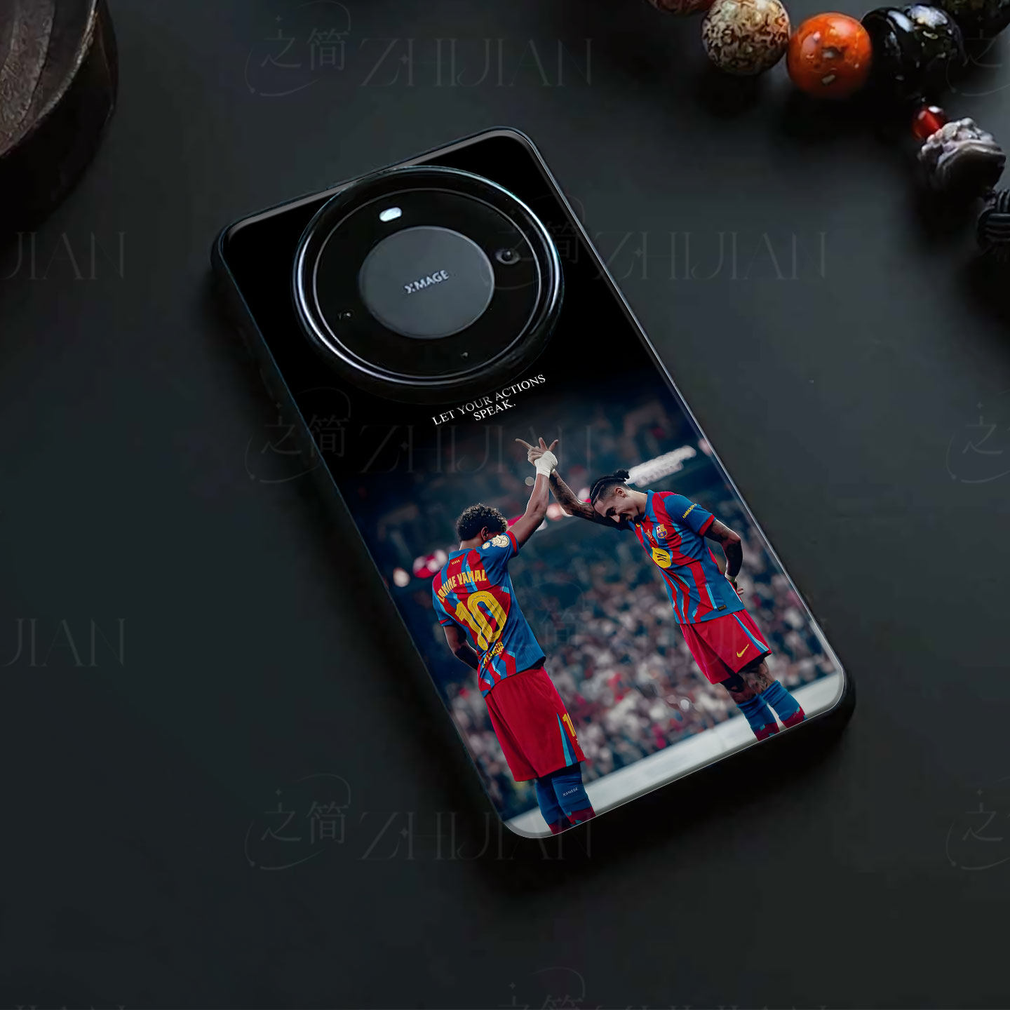 巴萨球员击掌磁吸磨砂黑框电镀玻璃手机壳适用苹果iphone17promax华为MATE70PROVIVOX60PRO荣耀POWER2NOVA12U