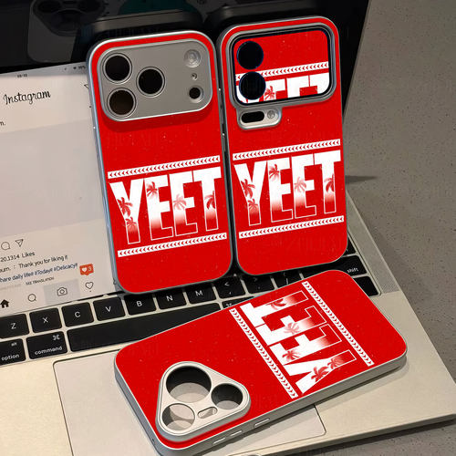 YEET椰树磁吸磨砂黑框电镀玻璃手机壳适用苹果iphone17promax华为红米NOTE14PROPLUSVIVOX100ULTRA荣耀X60GT