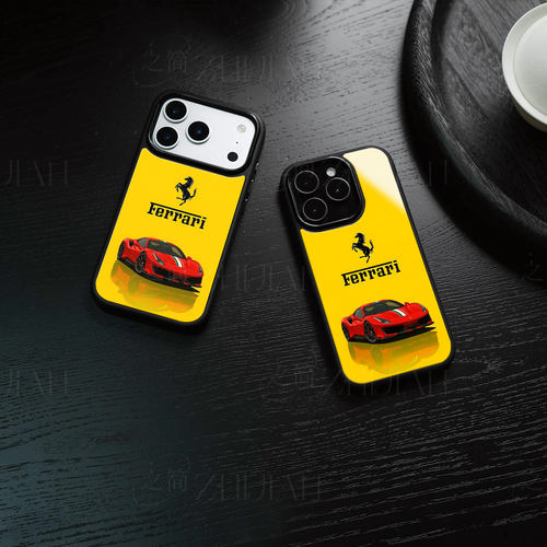 法拉利红超跑磁吸磨砂黑框电镀玻璃手机壳适用苹果iphone17promax华为荣耀300ULTRA1加13TOPPOFINDX6PROOPPOR