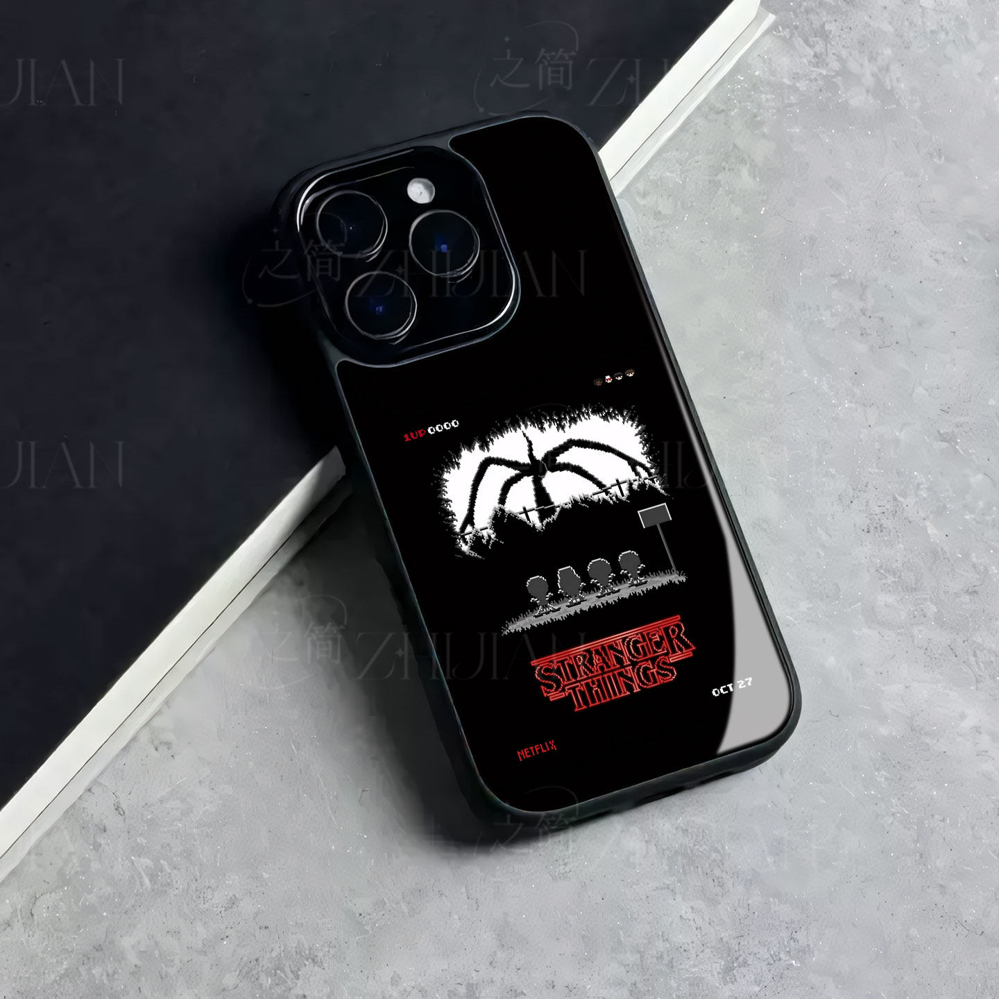 奈飞怪奇物语磁吸磨砂黑框玻璃手机壳适用苹果iphone17promax华为一加ACE5Pro小米CIVI5PROFINDX8PRO真我GT7