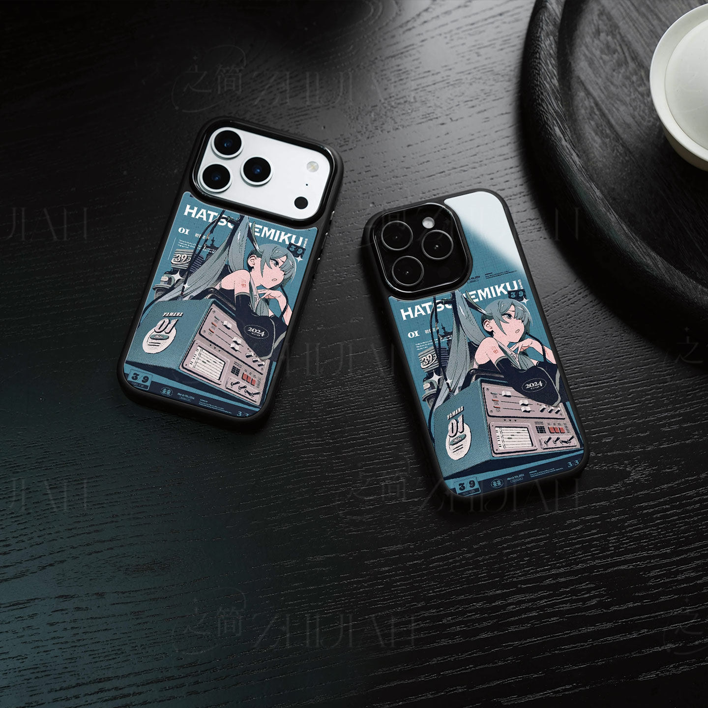初音未来磁吸磨砂黑框电镀玻璃手机壳适用苹果iphone17promax华为1加ACE5竞速版P40PROOPPOFINDX9PRO荣耀80PR