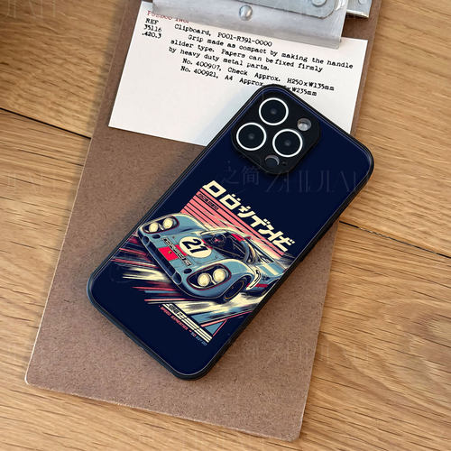 21号保时捷赛车磁吸磨砂黑框电镀玻璃手机壳适用苹果iphone17promax华为红米NOTE15PROPLUSNOVA8PROVIVOS18EO