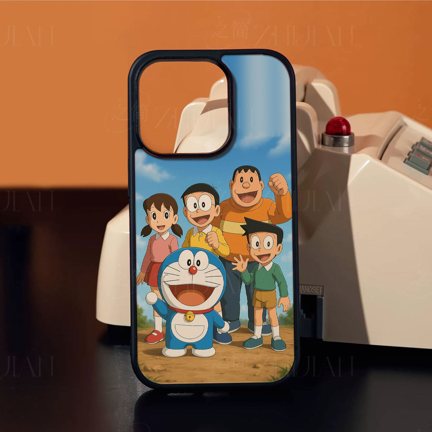 哆啦A梦和小伙伴磁吸磨砂黑框电镀玻璃手机壳适用苹果iphone17promax华为VIVOX80PROVIVOS50PROMINI红米K70E1
