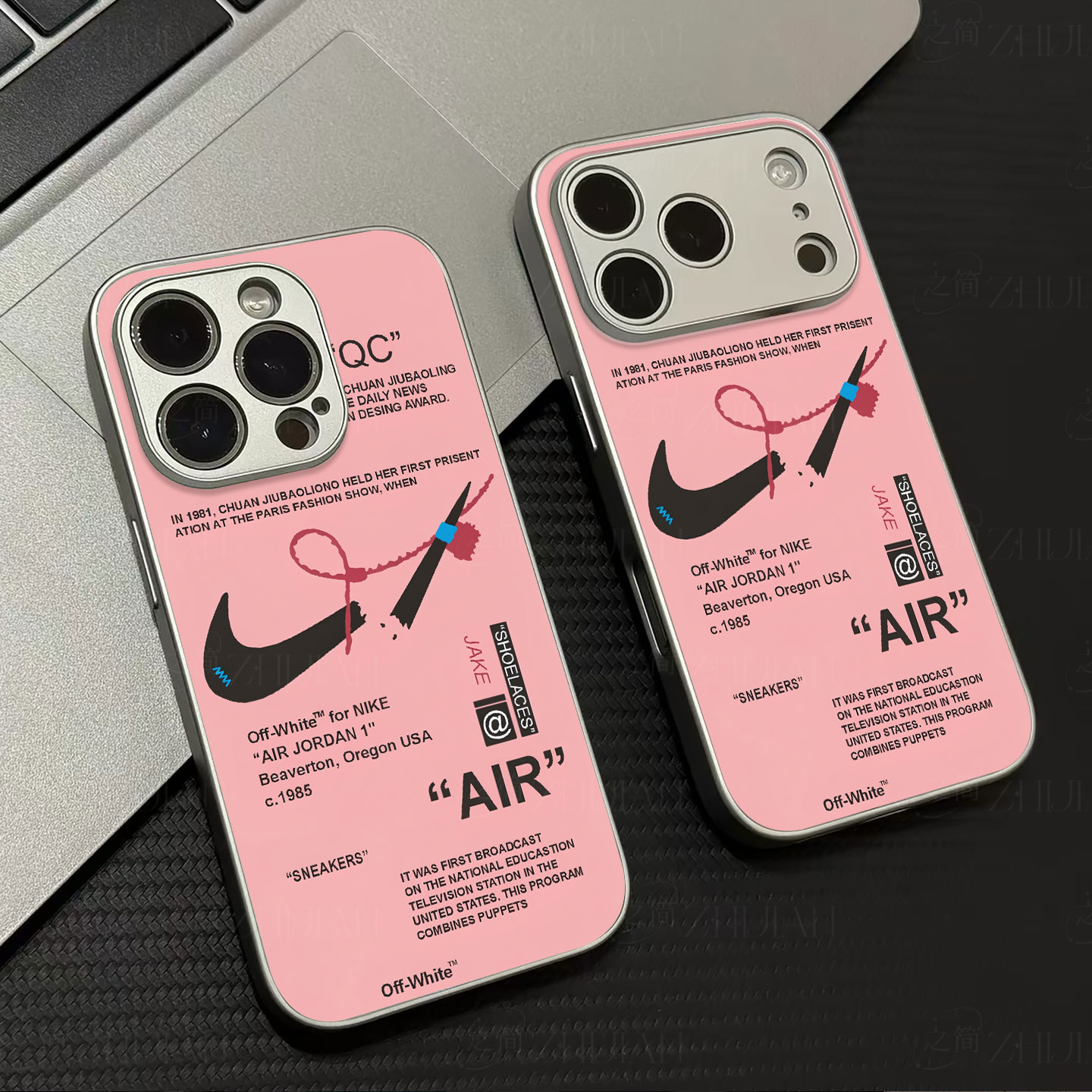 耐克AJ磁吸磨砂黑框电镀玻璃手机壳适用苹果iphone17promax华为IQOONEO7OPPOFINDX6PROIQOONEO9小米CIVI3