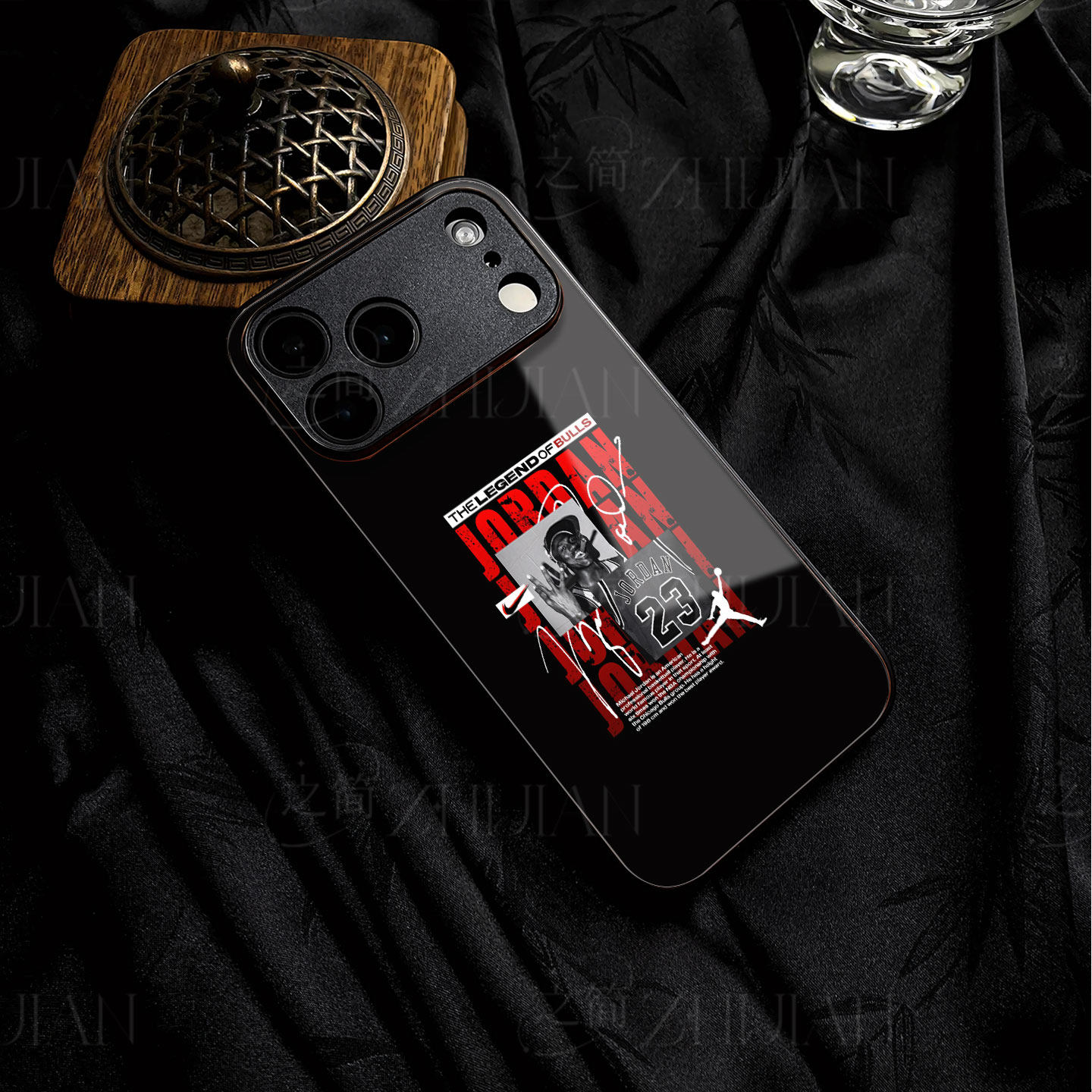 乔丹耐克磁吸磨砂黑框电镀玻璃手机壳适用苹果iphone17promax华为NOVA9SENOVA13VIVOS15PRO荣耀X60I