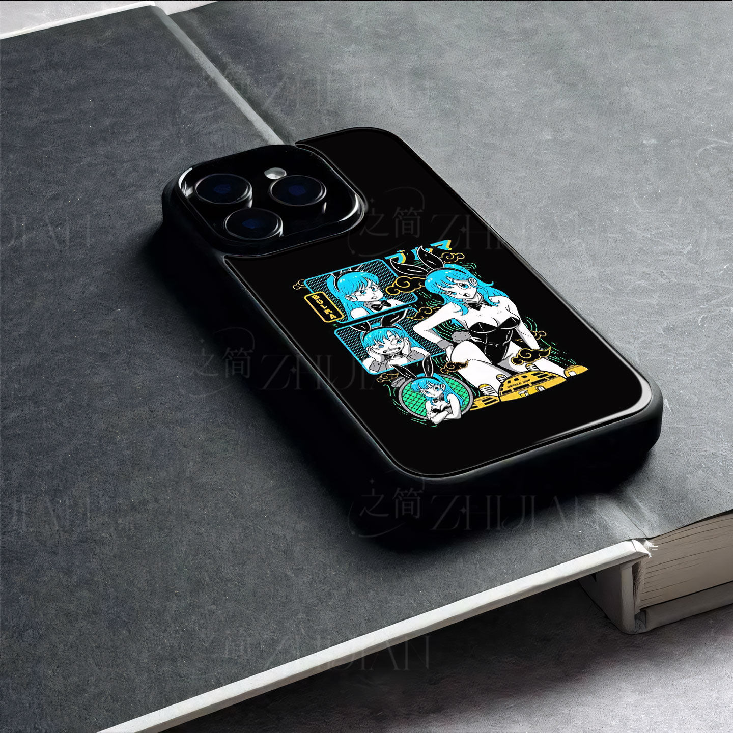 布尔玛兔女郎磁吸磨砂黑框玻璃手机壳适用苹果iphone17promax华为小米17PROMAXVIVOY300PROOPPOA6PRO一加15