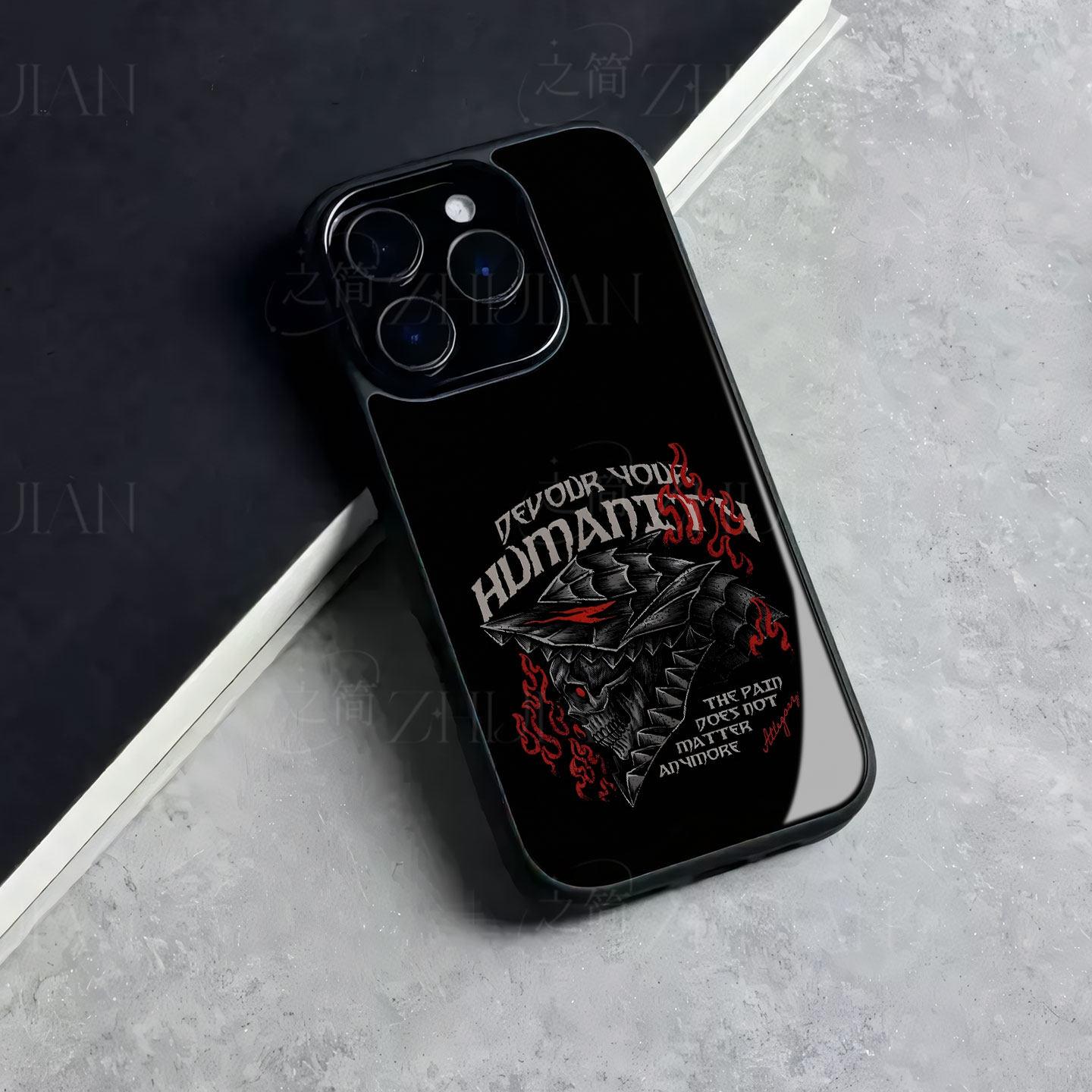 狂战士骷髅磁吸磨砂黑框电镀玻璃手机壳适用苹果iphone17promax华为1加TURBO6小米13PRO小米17ULTRAMATE60PRO