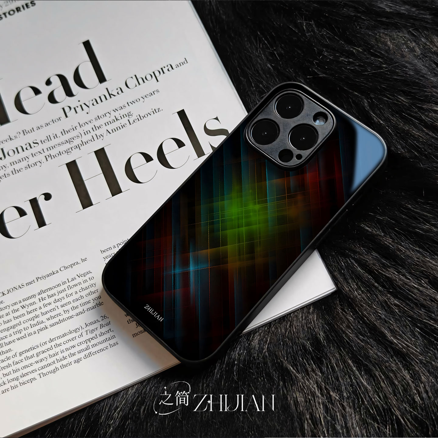 之简ZHIJIAN《炫彩交织》玻璃亮面磨砂手机壳新款小众不撞壳适用苹果17promaxVIVOS20PROMATE60PRO+VIVOY200I