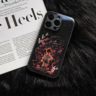 全职猎人小杰磁吸磨砂黑框玻璃手机壳适用苹果iphone17promax华为P80PROIQOO15P70PROVIVOX200PROMINI