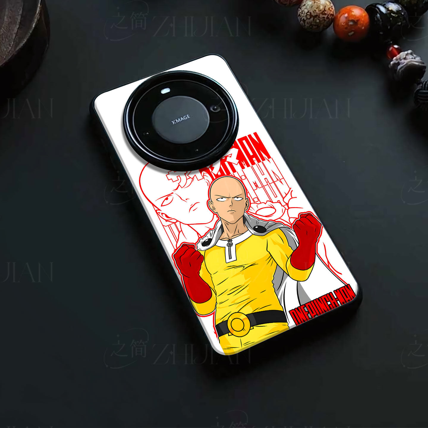 一拳超人埼玉磁吸磨砂黑框电镀玻璃手机壳适用苹果iphone17promax华为MATE60PROVIVOS18E红米K90PROMAX荣耀X7
