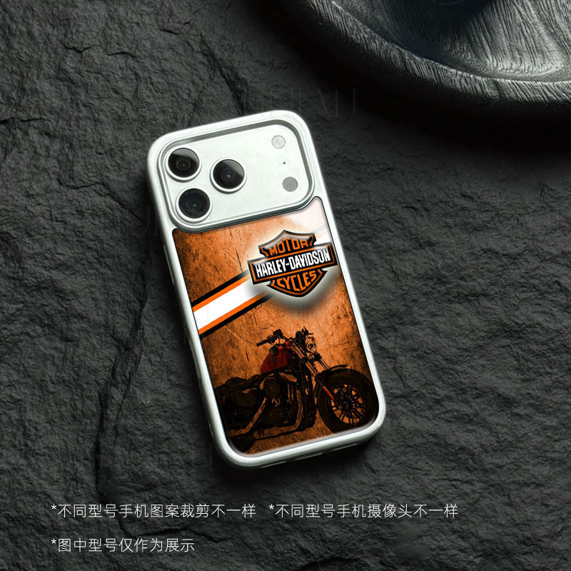 哈雷摩托磁吸磨砂黑框电镀玻璃手机壳适用苹果iphone17promax华为荣耀WIN小米17ULTRA荣耀MAGIC8PROAIRNOVA10