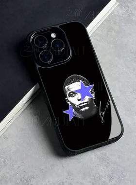 姆巴佩星磁吸磨砂黑框电镀玻璃手机壳适用苹果iphone17promax华为MATE40PROPLUS红米K70ENOVA7PRO1加ACE3PRO