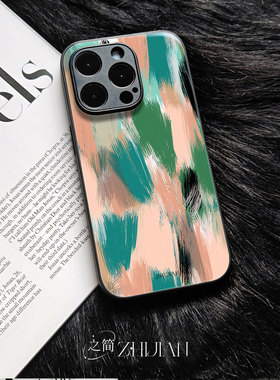 之简ZHIJIAN《笔触缤纷》玻璃亮面磨砂手机壳新款小众不撞壳适用苹果17promaxIQOO12PRONOVA14至尊红米NOTE15