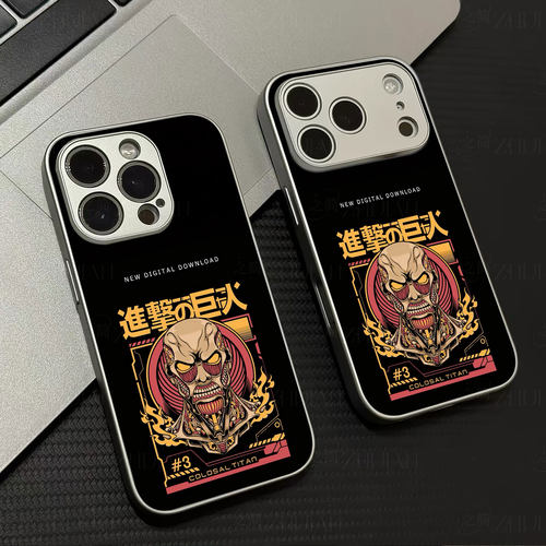 进击的巨人磁吸磨砂黑框电镀玻璃手机壳适用苹果iphone17promax华为PURA80ULTRAOPPOFINDX9ULTRA荣耀X80I小米