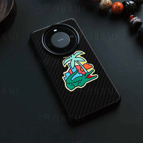 鳄鱼椰树潮贴磁吸磨砂黑框电镀玻璃手机壳适用苹果iphone17promax华为NOVA7PRO荣耀300PRO1加ACEPRONOVA8PRO