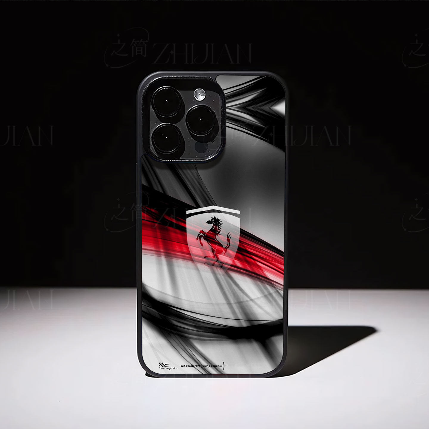法拉利跃马磁吸磨砂黑框电镀玻璃手机壳适用苹果iphone17promax华为MATE70AIR1加TURBO6荣耀X70IVIVOX300ULTR