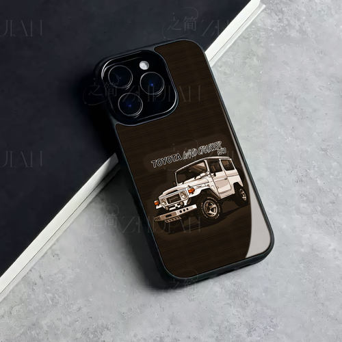 丰田FJ40磁吸磨砂黑框电镀玻璃手机壳适用苹果iphone17promax华为OPPORENO10PROOPPORENO7PRO红米NOTE15PROPL
