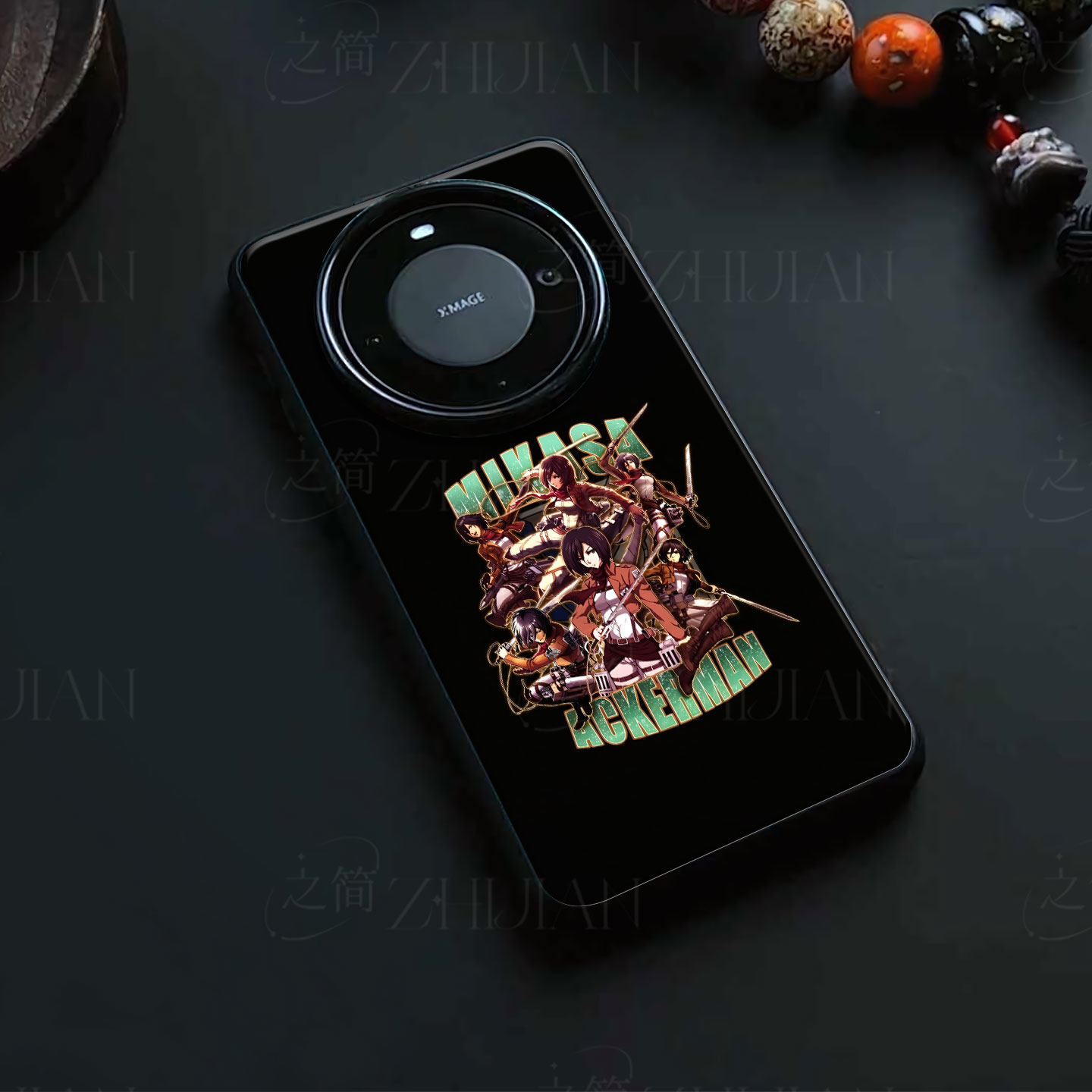 三笠多造型图磁吸磨砂黑框电镀玻璃手机壳适用苹果iphone17promax华为小米13PROPURA80ULTRA红米K70PROOPPORE