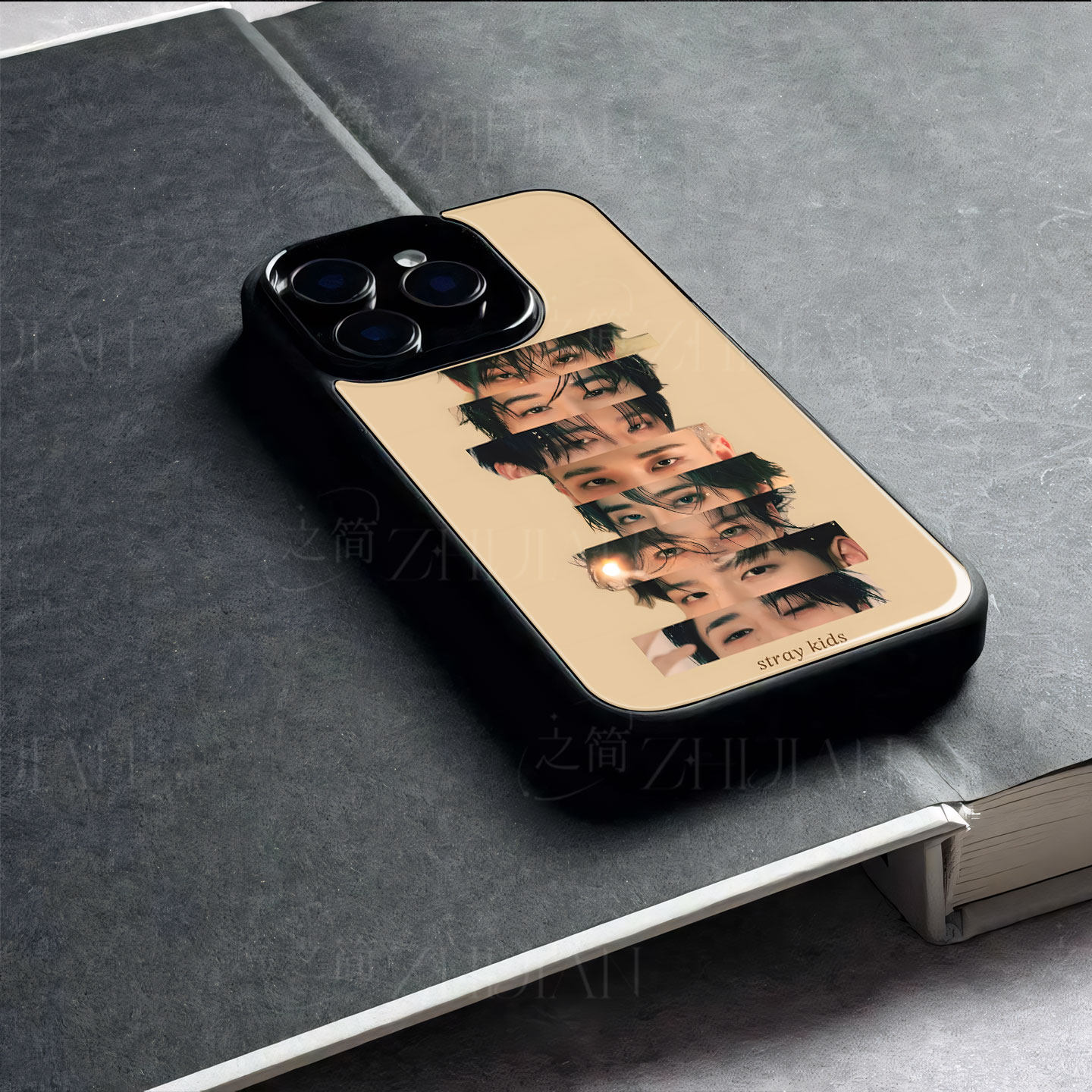 StrayKids眼拼图磁吸磨砂黑框电镀玻璃手机壳适用苹果iphone17promax华为OPPORENO9PROPLUS荣耀80PRO荣耀WIN1