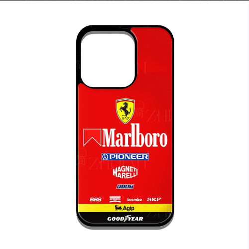 法拉利万宝路磁吸磨砂黑框电镀玻璃手机壳适用苹果iphone17promax华为荣耀90GTVIVOX100ULTRAVIVOS17ENOVA9PR