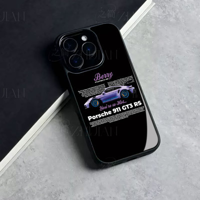 保时捷911磁吸磨砂黑框玻璃手机壳适用苹果iphone17promax华为红米NOTE15PROPLUS小米15SPRO荣耀MAGIC7PRO一