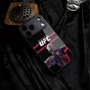 UFC奥利维拉磁吸磨砂黑框玻璃手机壳适用苹果iphone17promax华为荣耀300PROFINDX8至尊OPPORENO15PRONOVA15pr